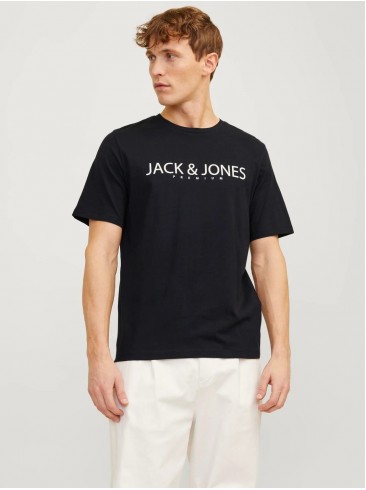 футболки, лого принт, чорні, Jack Jones, бавовна, 12256971 Black Onyx