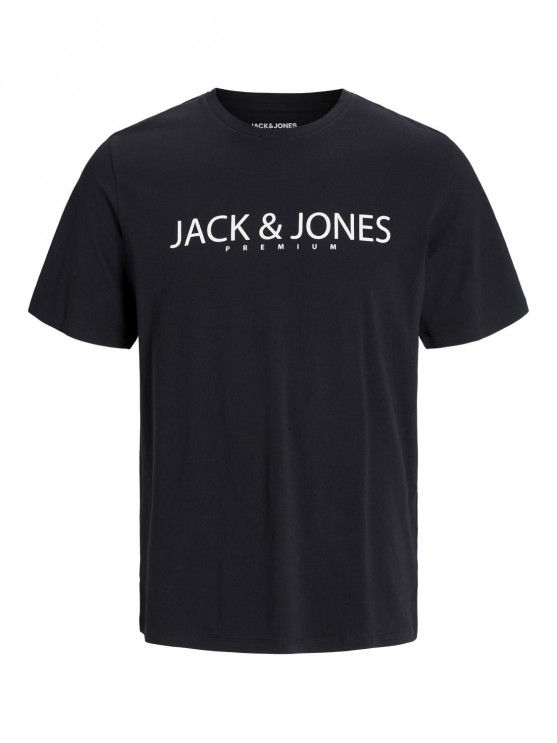 Чоловічі футболки Jack Jones з лого принтом: чорні.