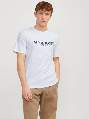 лого принт, біла, Jack Jones, футболки, Данія, 12256971 Bright White