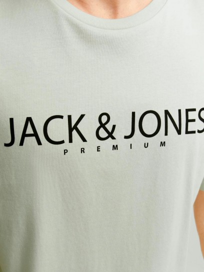 Чоловіча футболка з лого принтом від Jack Jones зеленого кольору