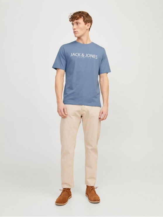 Jack Jones Men's Blue Logo Print T-Shirt