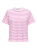 Only Pink Striped T-Shirt for Women - Bonbon WHITE STR