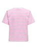 Only Pink Striped T-Shirt for Women - Bonbon WHITE STR