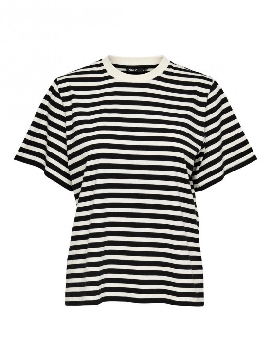 Beige Striped T-Shirt for Women by Only