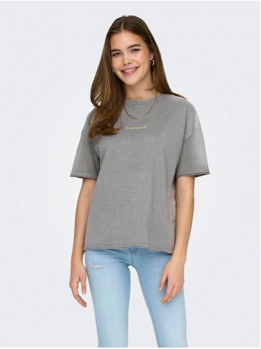 Only, футболки з принтом, сірі, сорочка, 15320631 Silver Sconce Le