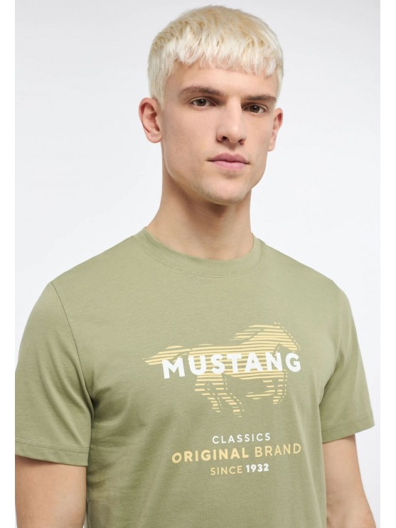 Футболка Mustang зеленого цвета с принтом для мужчин