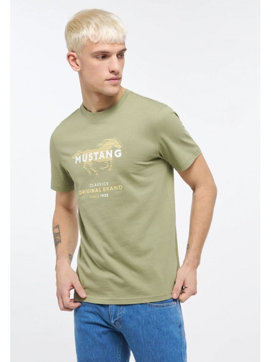 Mustang Green Print T-shirt for Men