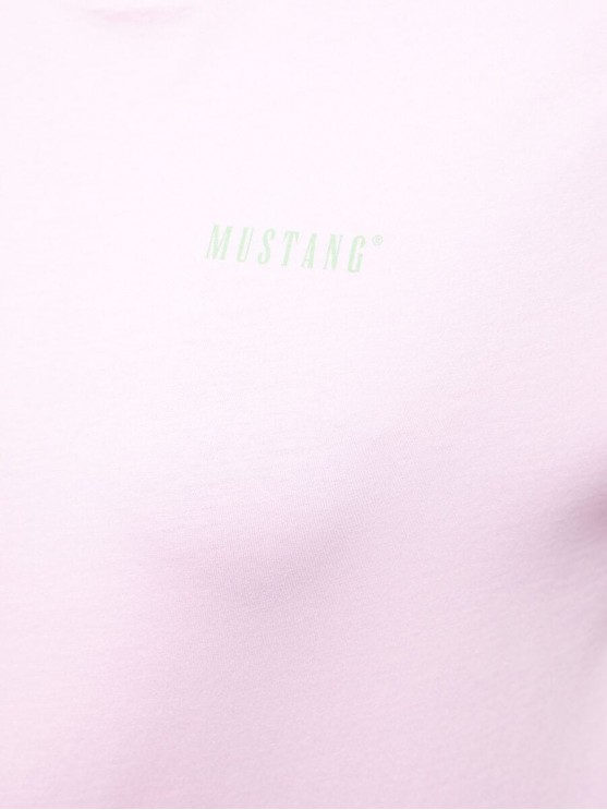 Рожеві футболки Mustang з лого принтом для жінок