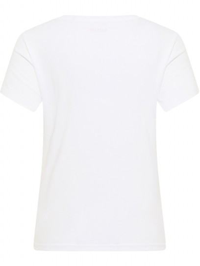 Mustang White Logo Print T-Shirt for Women