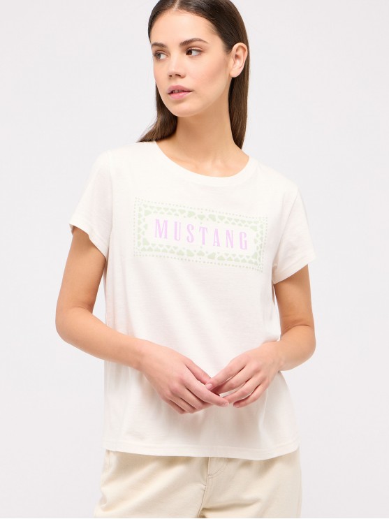 Mustang Women's White Printed T-shirt