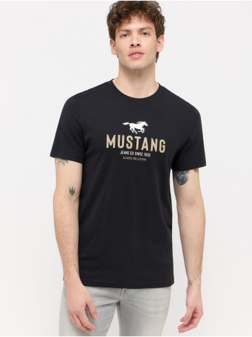 Mustang, футболки, лого принт, чорні, бавовна, 1015059 4188, Німеччина, Бангладеш