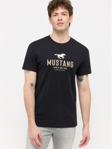 Mustang, футболки, лого принт, чорні, 1015059 4188.