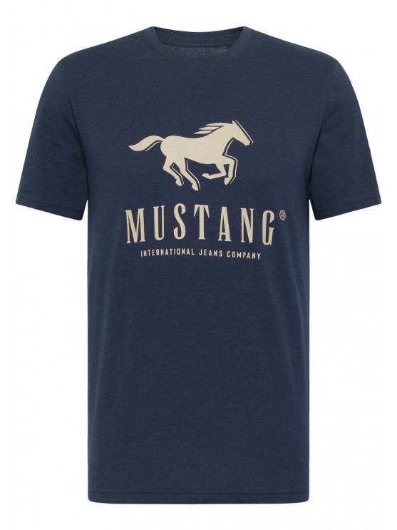 Чоловіча футболка з принтом від Mustang - синього кольору
