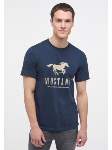футболка, принт, синій, Mustang, 1014083 5226