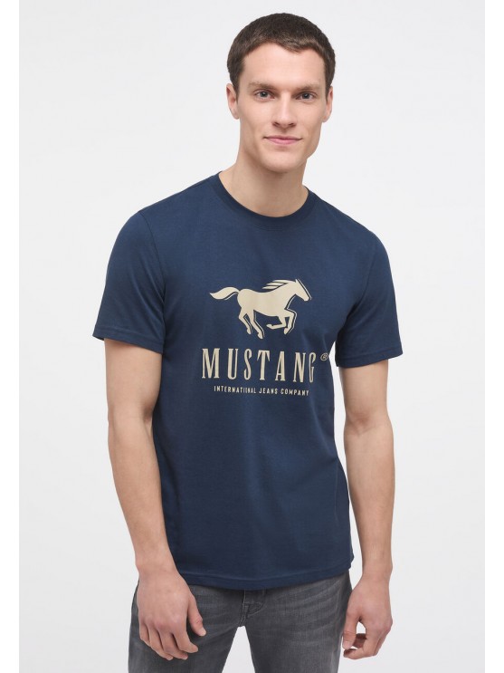 Mustang Blue Printed T-shirt for Men