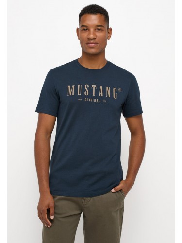 футболка, принт, синій, Mustang, 1014445 4135