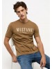 Чоловічі коричневі футболки Mustang з принтом