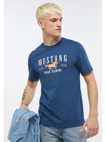футболка, принт, синій, Mustang, 1013807 5230