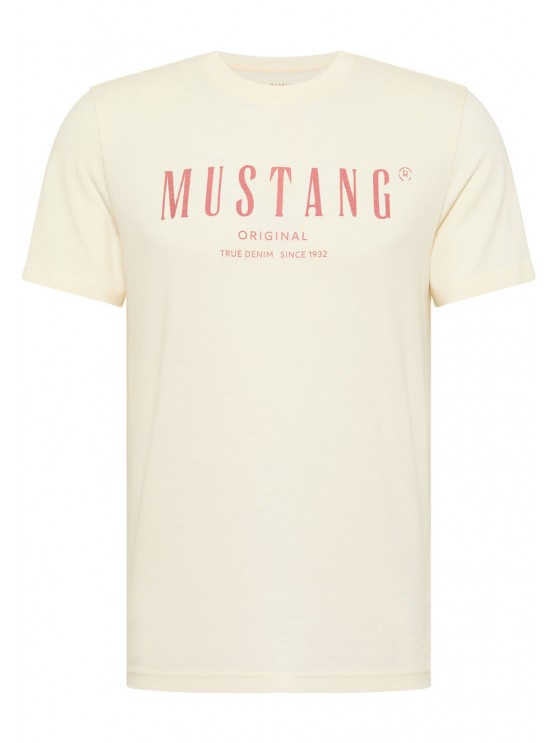 Mustang Men's Beige Printed T-Shirt