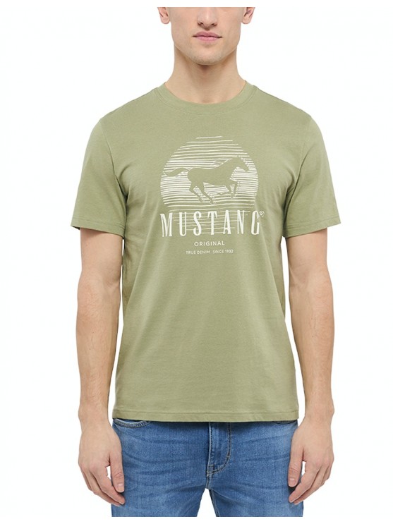 Чоловічі футболки Mustang з принтом, зеленого кольору