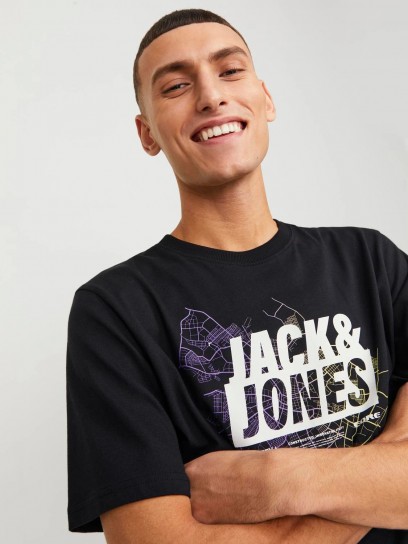 Чоловічі футболки Jack Jones з чорним принтом