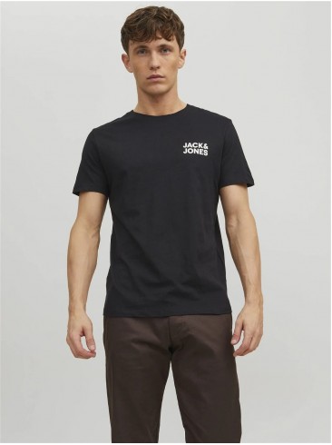футболка, з принтом, чорні, Jack Jones, бавовна-органічна, 12151955 Black Slim/Small.