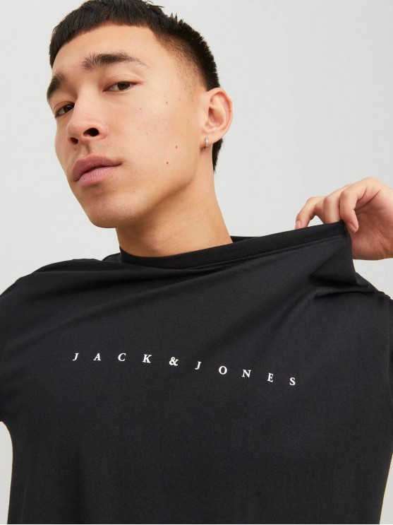 Чоловіча футболка з принтом від Jack Jones - чорний колір