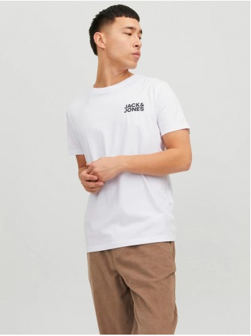 футболка, принт, біла, 100% бавовна, Jack Jones, 12151955 White Slim/Small