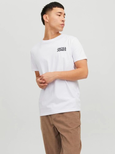 футболка, принт, біла, 100% бавовна, Jack Jones, 12151955 White Slim/Small