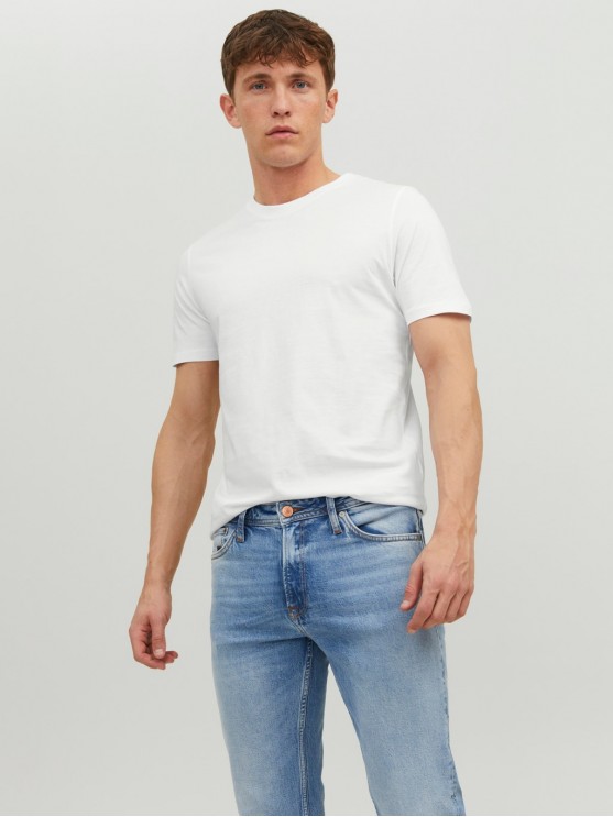 Stylish White Slim Fit T-Shirt for Men by Jack Jones