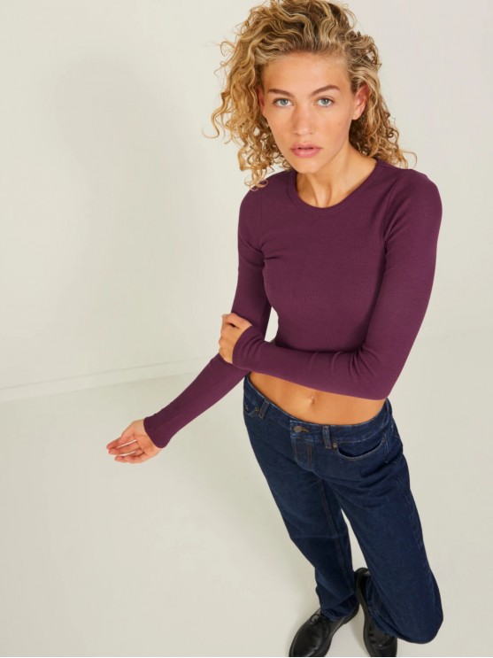 Женская футболка JJXX фиолетового цвета с длинным рукавом