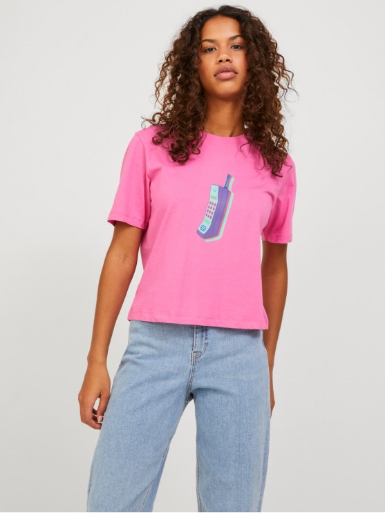 Женская футболка JJXX с розовым принтом