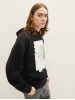 Tom Tailor Men's Black Hoodie with English Print