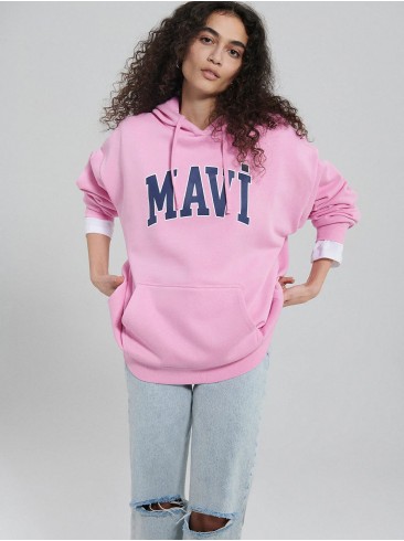 Mavi Pink Hoodie with English Print - 1600361-71038