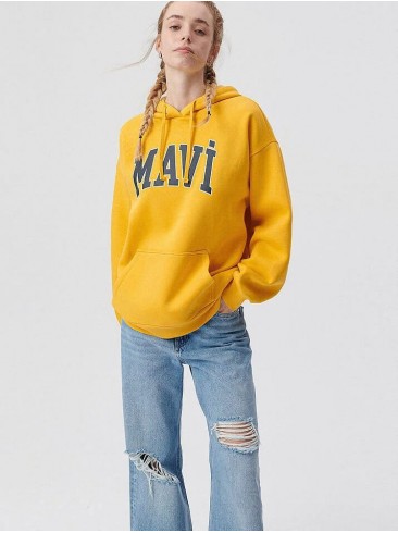 Mavi hoodie with yellow color and hood - 1600361-71340