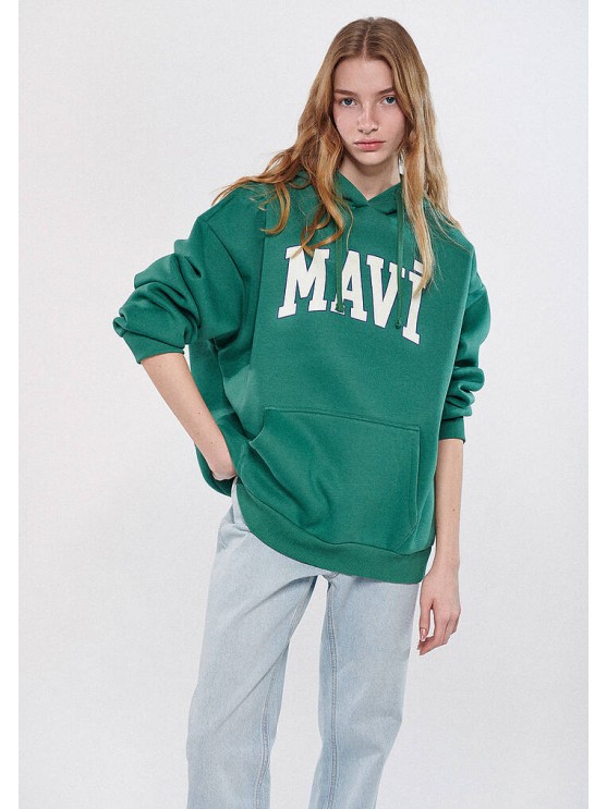 Stay comfy and stylish with Mavi's Green Oversized Hoodie for Women