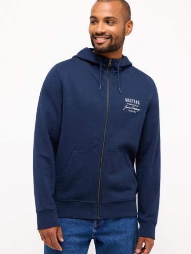 Mustang hoodie with zip and hood, blue - 1014787 5334