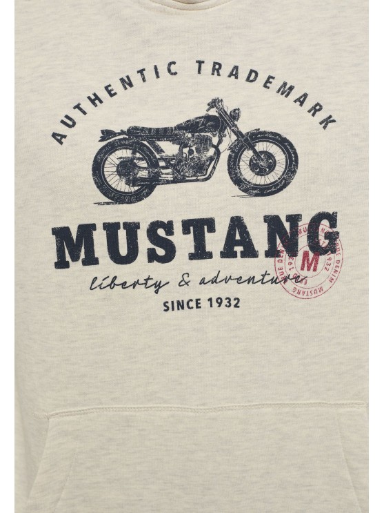 Mustang Men's Beige Hoodie with English Print