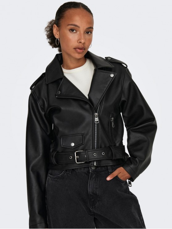 Only: куртки з екошкіри чорного кольору для жінок