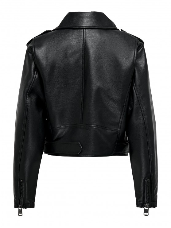 Женские куртки Only в стиле экошкіри - модные чёрные осень-весна