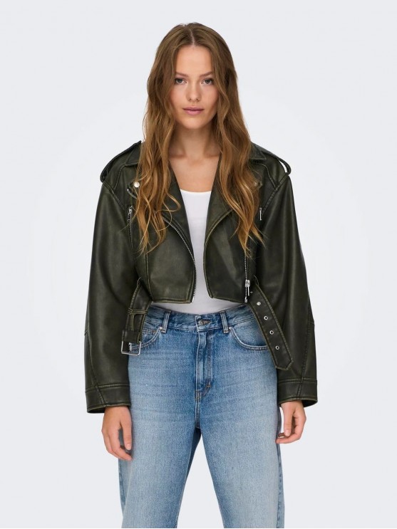 Only Black Eco-Leather Jacket for Women - Perfect for Fall and Spring