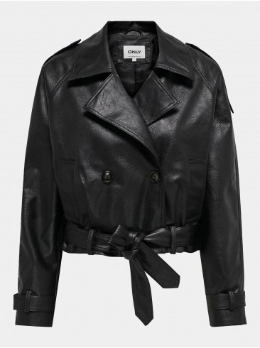 Stylish Black Eco-Leather Jacket - Only 15308584 SKU