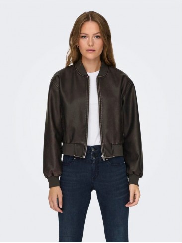 Chocolate Brown Eco-Leather Jacket - Only 15314240 SKU