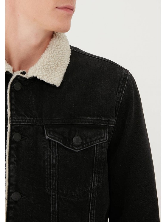 Mavi Black Denim Jacket for Men - Winter Outerwear