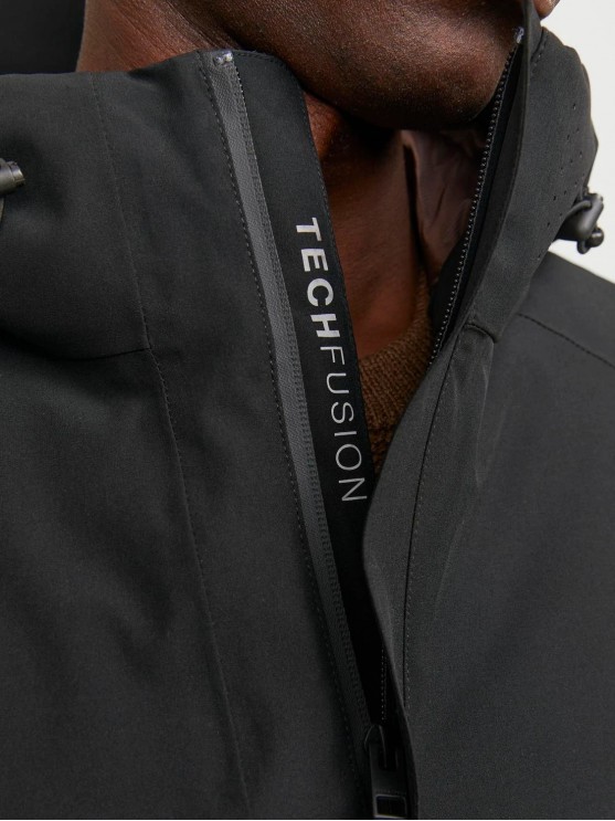 Stay warm in style with Jack Jones' black parka for men