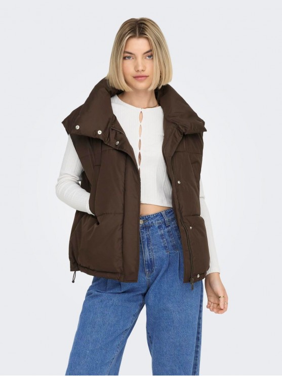 Stay Warm in Style with Only's Women's Brown Winter Vest