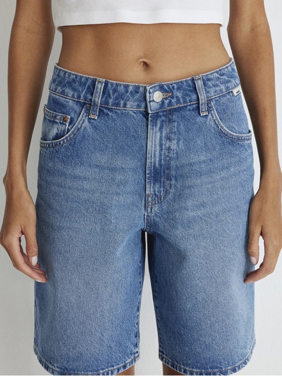 Shop Mavi's Wide Light Blue Denim Shorts for Women