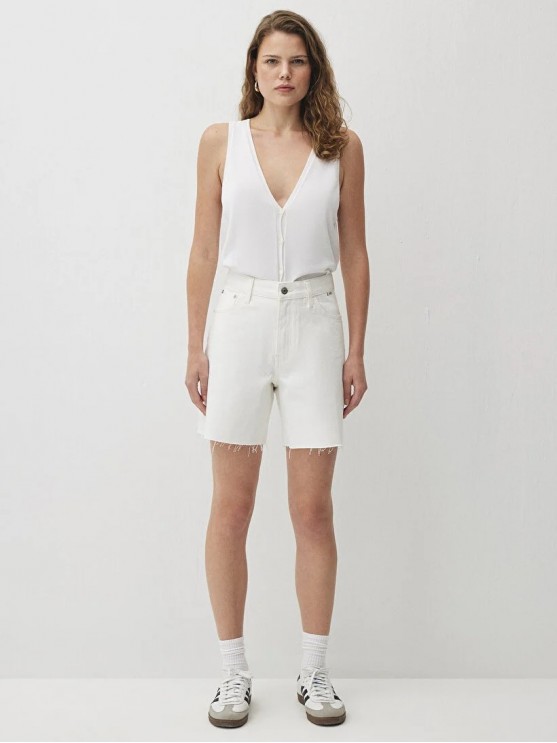 Mavi Women's White Denim Shorts - Classic Style
