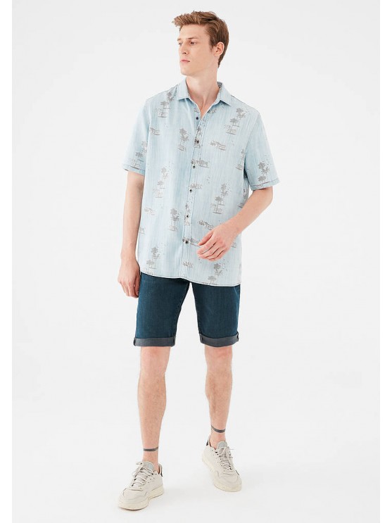 Stylish Mavi denim shorts for men in blue