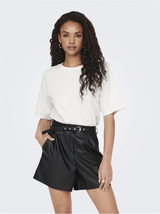 Only Women's Faux Leather Shorts in Classic Black